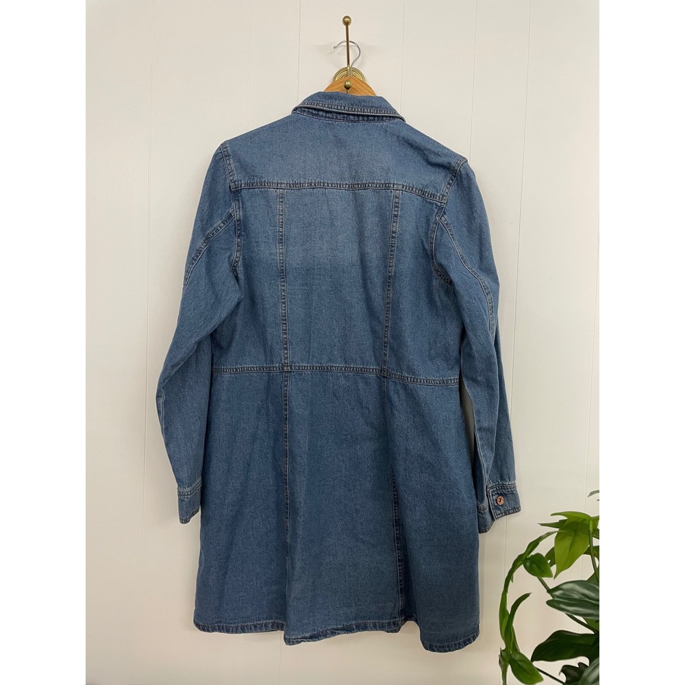 Frye Womens Denim Shirt Dress Blue Medium Wash Button Front XL Long Sleeve - Picture 4 of 8